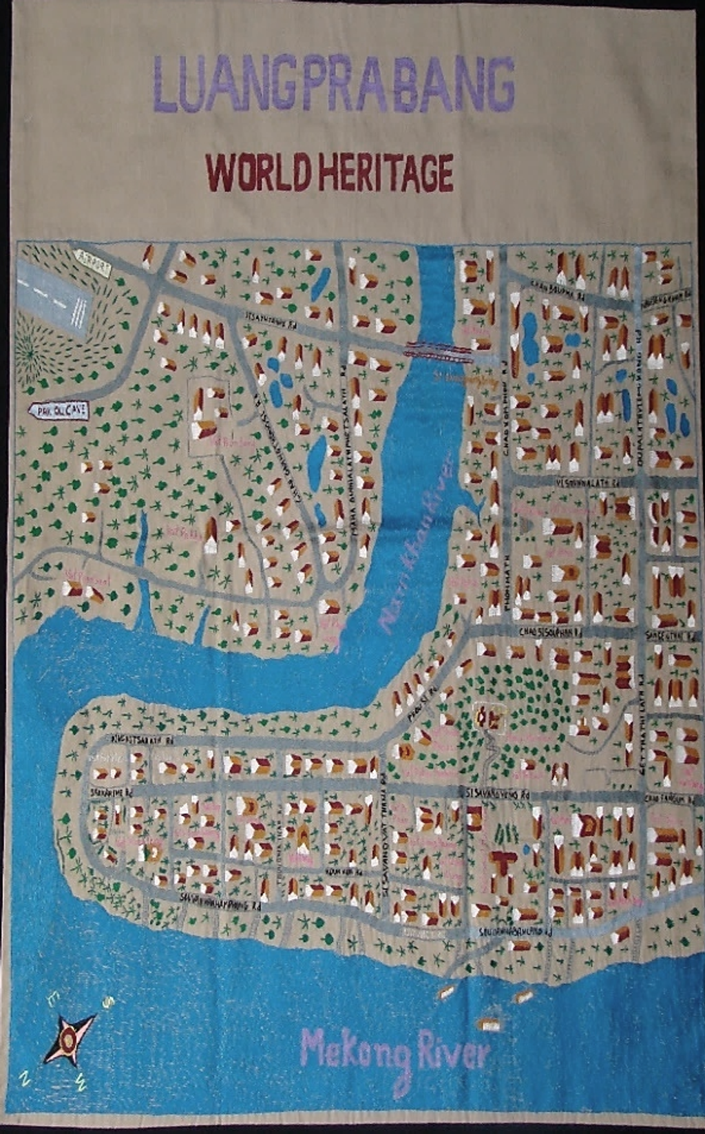 ຜ້າແພ ສີກາກີ ແສ່ວລາຍແພທີ່ຫຼວງພະບາງ