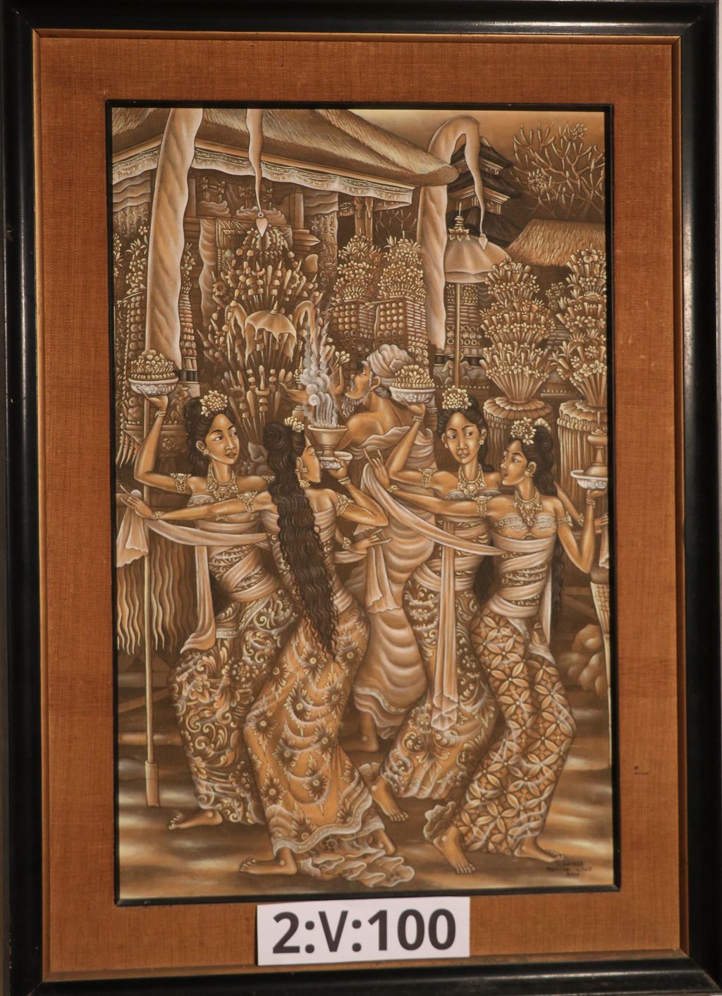 ຮູບແຕ້ມ ນາງສາວ 4 ຄົນ ແລະ ຊາຍພາມ 1 ຄົນ ສີລະປະຂອມ ( N: Darmana ).