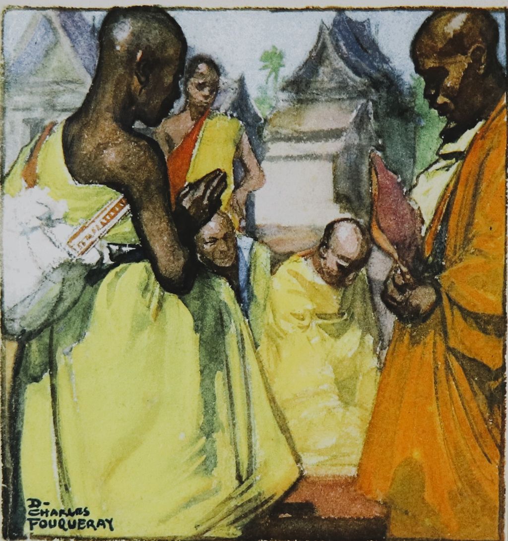 ຮູບພາບສີ  ຫນ້າປົກຫນັງສື ມີຮູບພະສົງ ປີ 1930