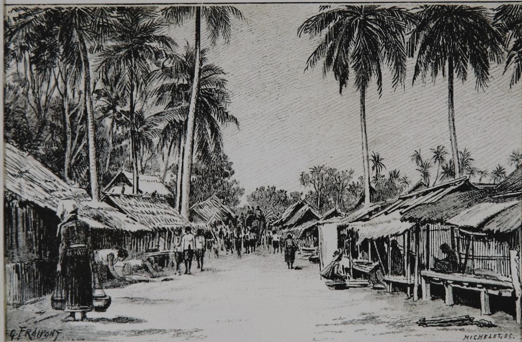 ຮູບພາບຂາວດໍາ ຊ້າງຜ່ານເສັ້ນທາງຫມູ່ບ້ານໃນຫລງລວງພະບາງ