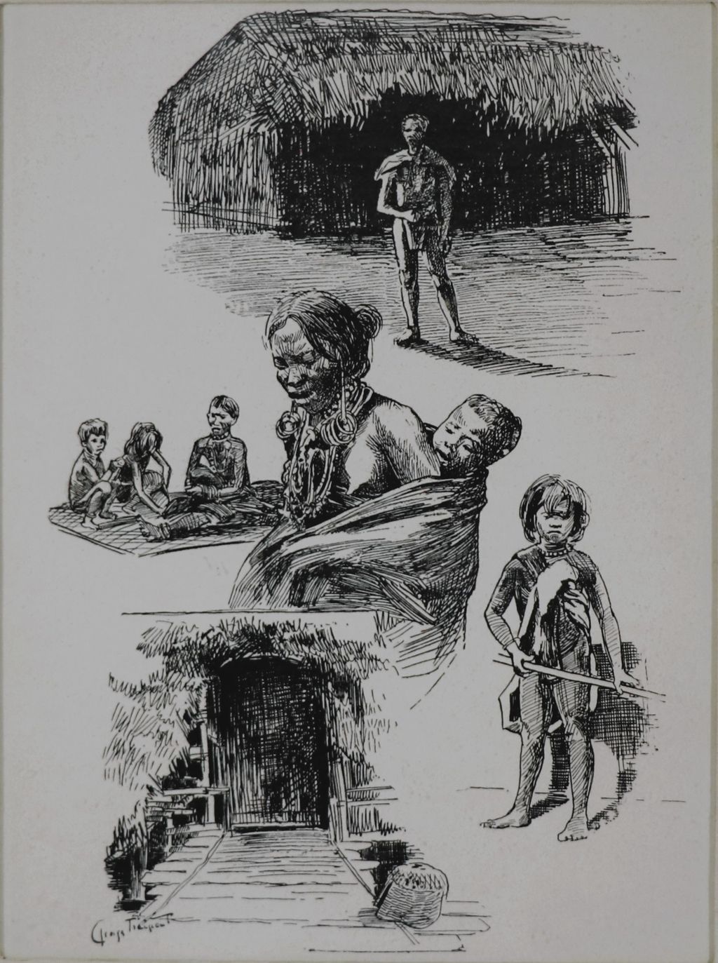 ຮູບພາບຂາວດໍາ  ຊົນເຜົ່າຫນຶ່ງທີ່ອາໃສຢູ່ເ ິງພູເຂົາ ປີ 1905