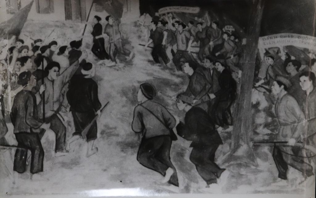 ຮູບ​ແຕ້ມ​ຂະ​ບວນ​ການ​ຕໍ່​ສູ້​ຂອງ​ປະ​ຊາ​ຊົນ​ຫວຽດ​ນາມ