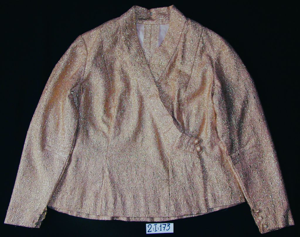 ເສື້ອຄໍປ້າຍ ຜ້າໄຫມ ລາຍດອກສີຊົມພູ