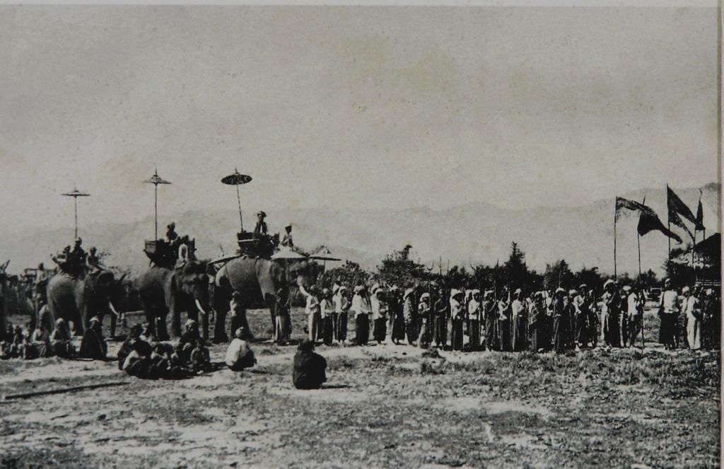 ຮູບພາບຂາວດໍາ   ຂະບວນຊ້າງແຫ່ເຂົ້າພະລາຊາວັງ  ປີ 1953