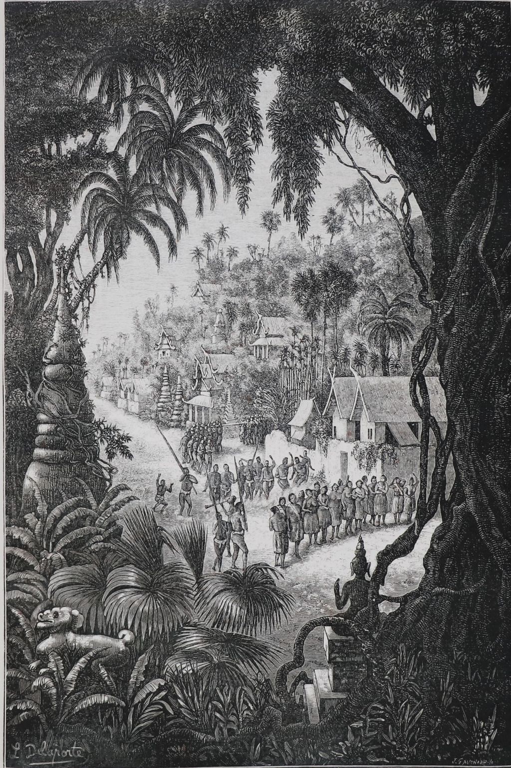 ຮູບພາບຂາວດໍາ ບຸນປະເພນີຢູ່ວັດແຫ່ງຫນຶ່ງໃນລາວ